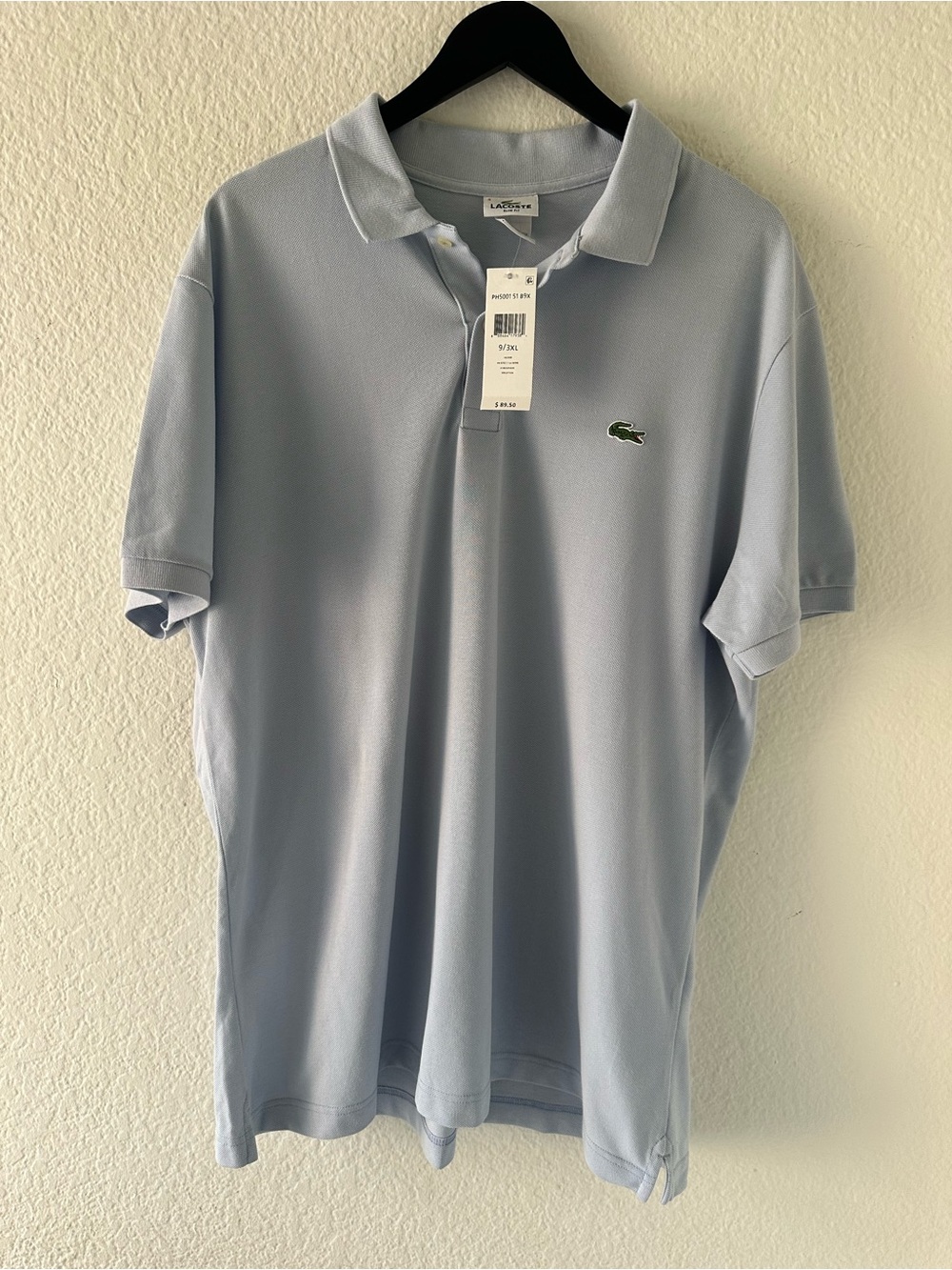 NWT Lacoste Slim Fit Pique Polo Shirt Atmosphere Blue Size 3XL